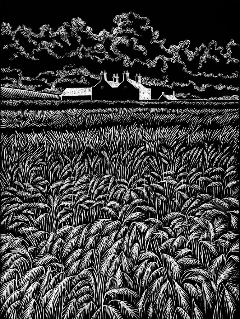 Landschaft, Ostengland; Schabekarton